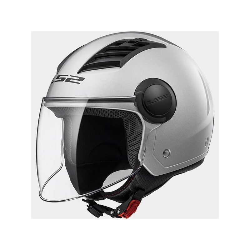 Casco LS2 AIRFLOW argento demi jet con visiera 