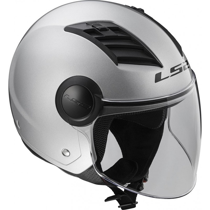 Casco LS2 AIRFLOW argento demi jet con visiera 