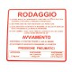 Etichetta targhetta adesiva " RODAGGIO " rossa Vespa 50 90 125 PRIMAVERA ET3