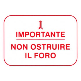 Etichetta targhetta adesiva " IMPORTANTE NON OSTRUIRE IL FORO " rossa Vespa